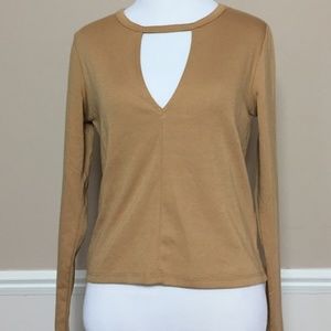 NWT Divided H&M Brown Cut Out Long Sleeve Shirt